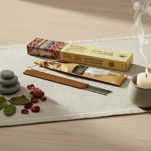 Bâton de fumigation sauge blanche et lavande séchées