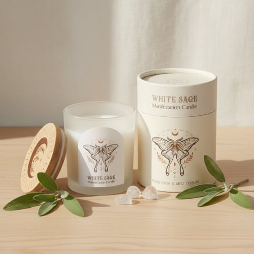 Bougie décorée d'un papillon symbolisant la transformation