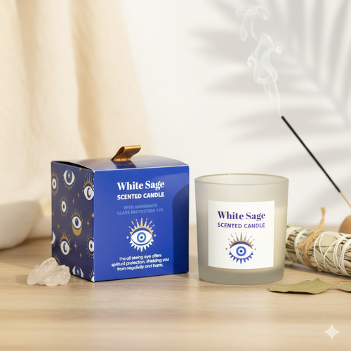 Bougie protectrice décorée du symbole œil