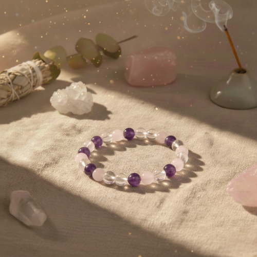 Bracelet triple rangs avec pierres harmonisées