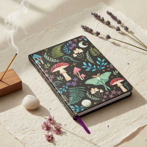 Journal à couverture rigide motif forêt mystérieuse