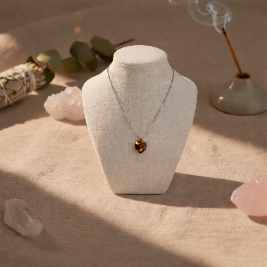 Collier P'tit Cœur Œil Tigre