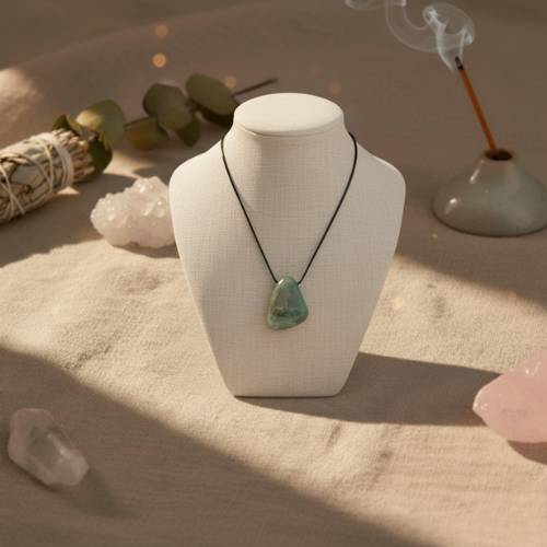 Pendentif en aventurine verte percée sans cordon