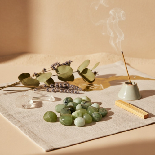 Pierre roulée en jade vert poli