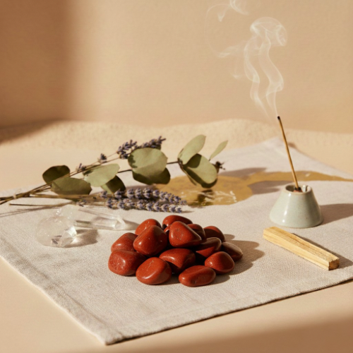 Pierre roulée en jaspe rouge polie