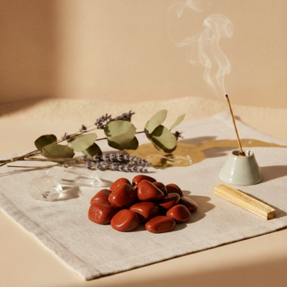 Pierre roulée en jaspe rouge polie