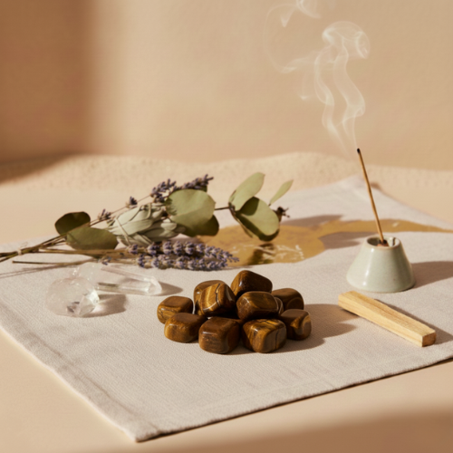 Pierres roulées en œil de tigre doré brun chatoyant