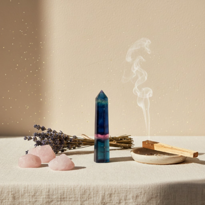 Pointe de fluorine multicolore translucide